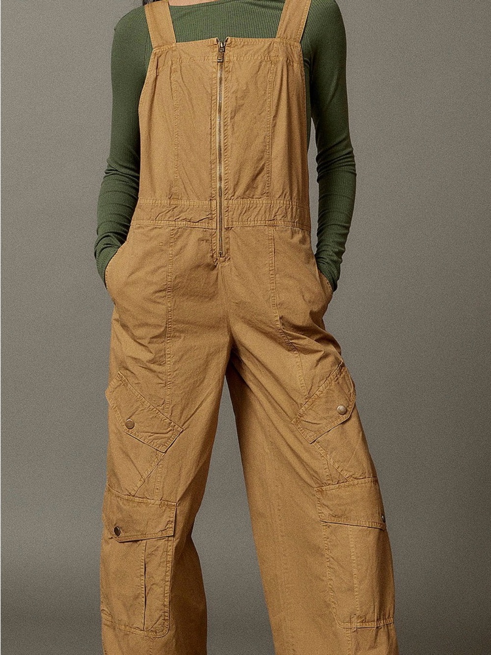 BDG Tan Utility Jumpsuit with Front Zip XS TP